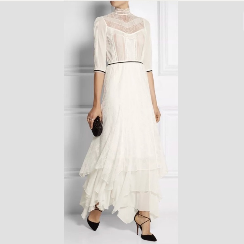 Alice + Olivia Victoriana White Lace Maxi Dress 6 - Picture 2 of 8